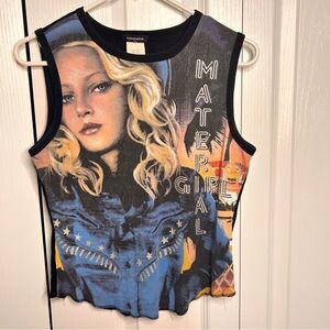 Vintage Madonna Material Girl‎ Sleeveless Shirt Women's XL Eyeshadow